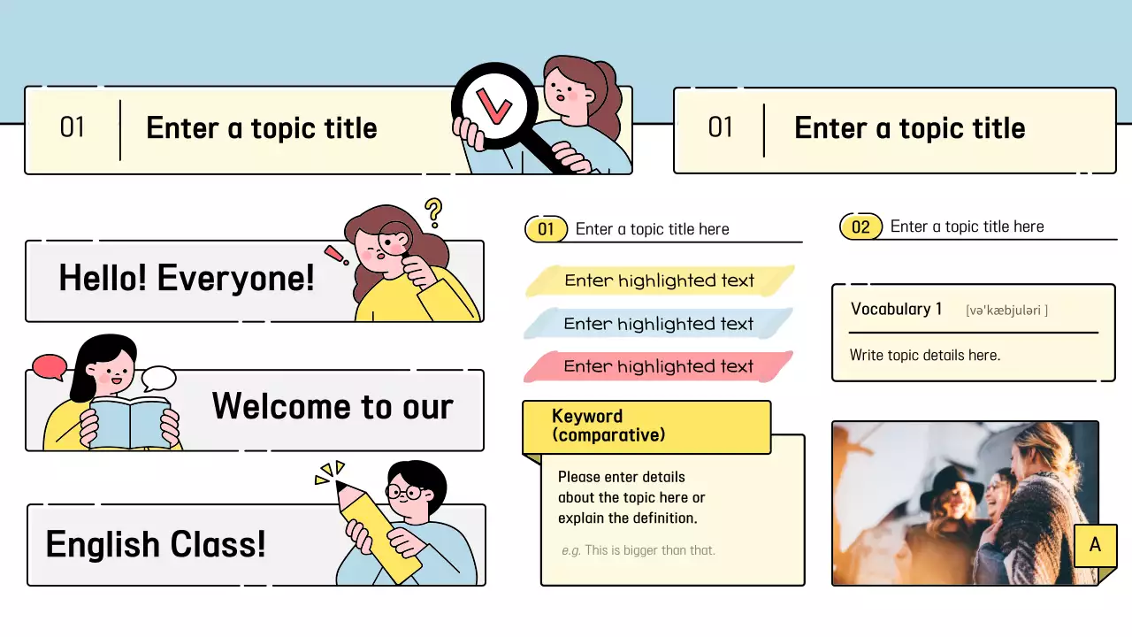 Yellow Modern English Class Guideline Presentation
