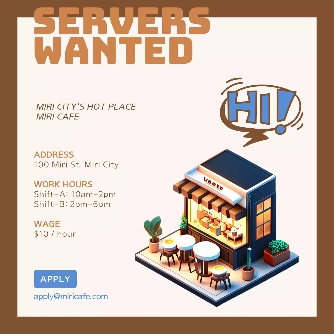 A clean, beige and brown barista recruitment pitch