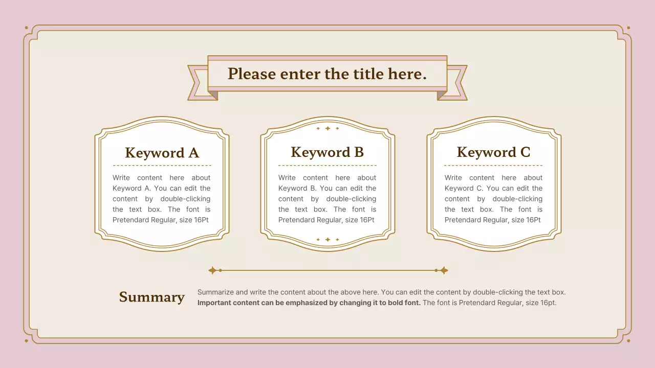 Vintage frame presentation kit in pink and gold