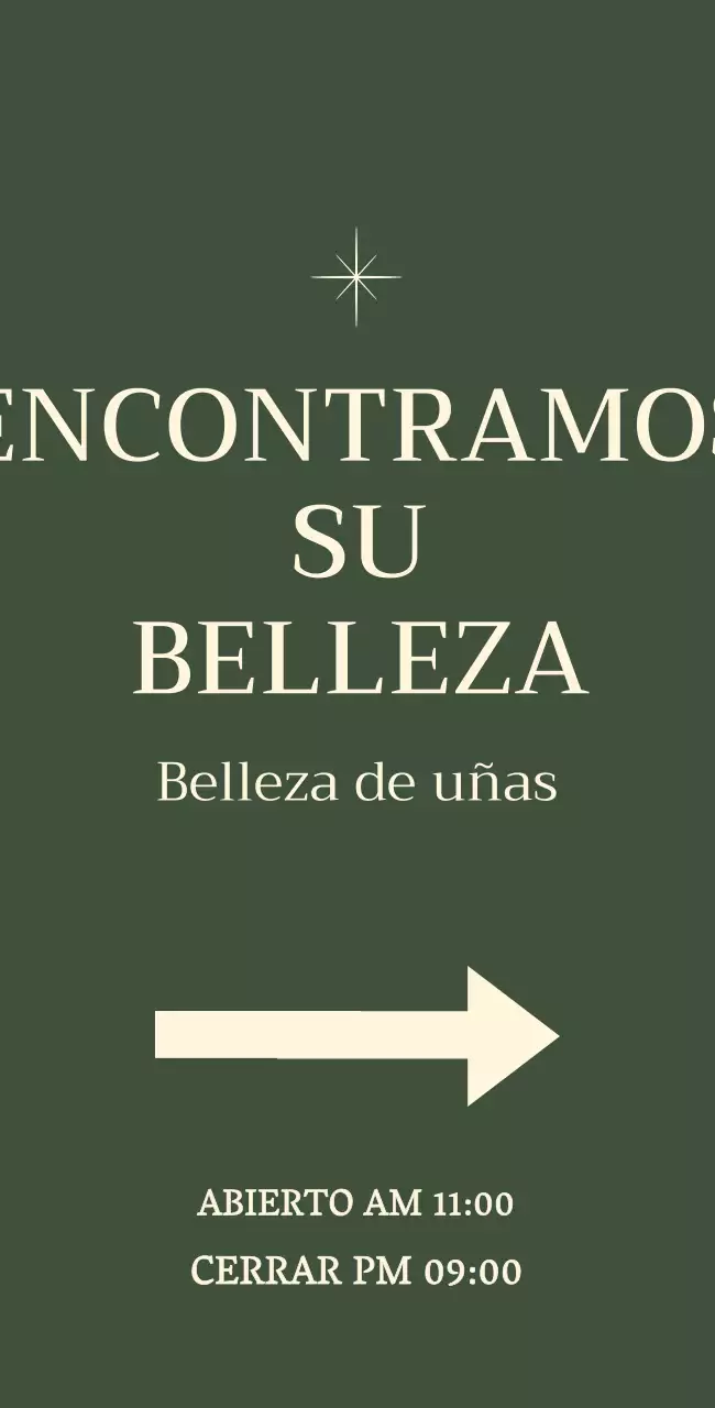 Signo de uñas con ilustración de estrella sobre fondo verde