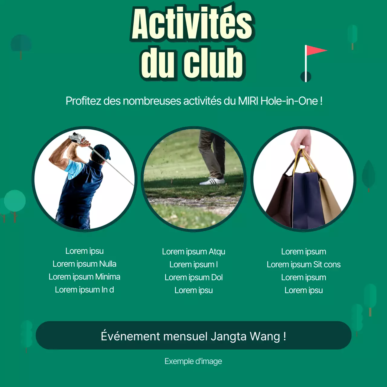 Club de golf d'une entreprise sur fond vert CardNews