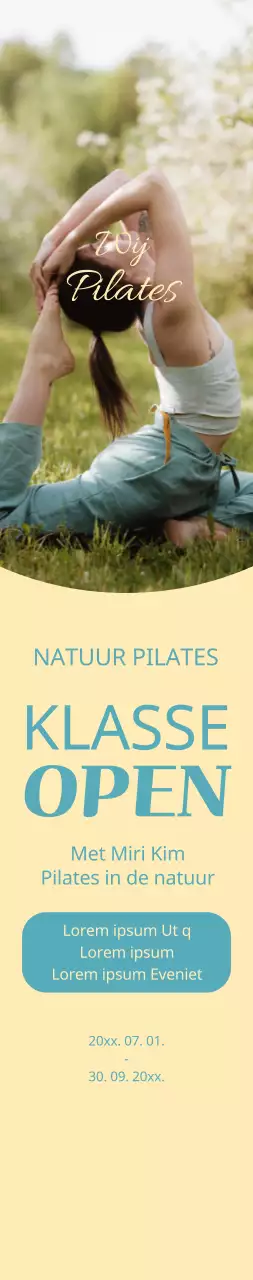 Promoot een Pilates-les met een gele achtergrond