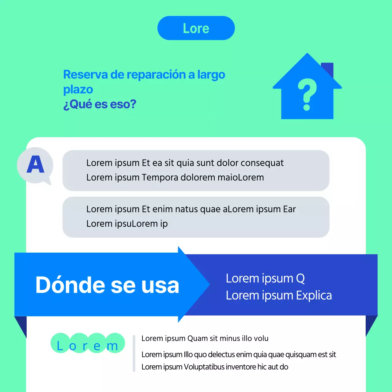 Icono de la casa azul y menta Provisión para reparaciones a largo plazo