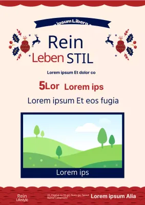 Werben Sie für eine Jubiläumsveranstaltung mit einer Illustration mit elfenbeinfarbener und roter Weihnachtsdekoration