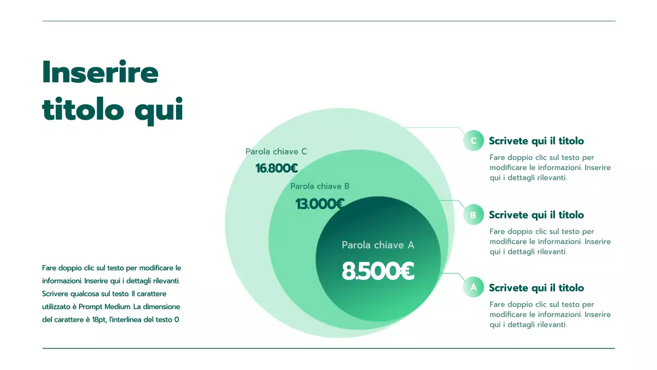 Presentazione con vari grafici in gradiente verde