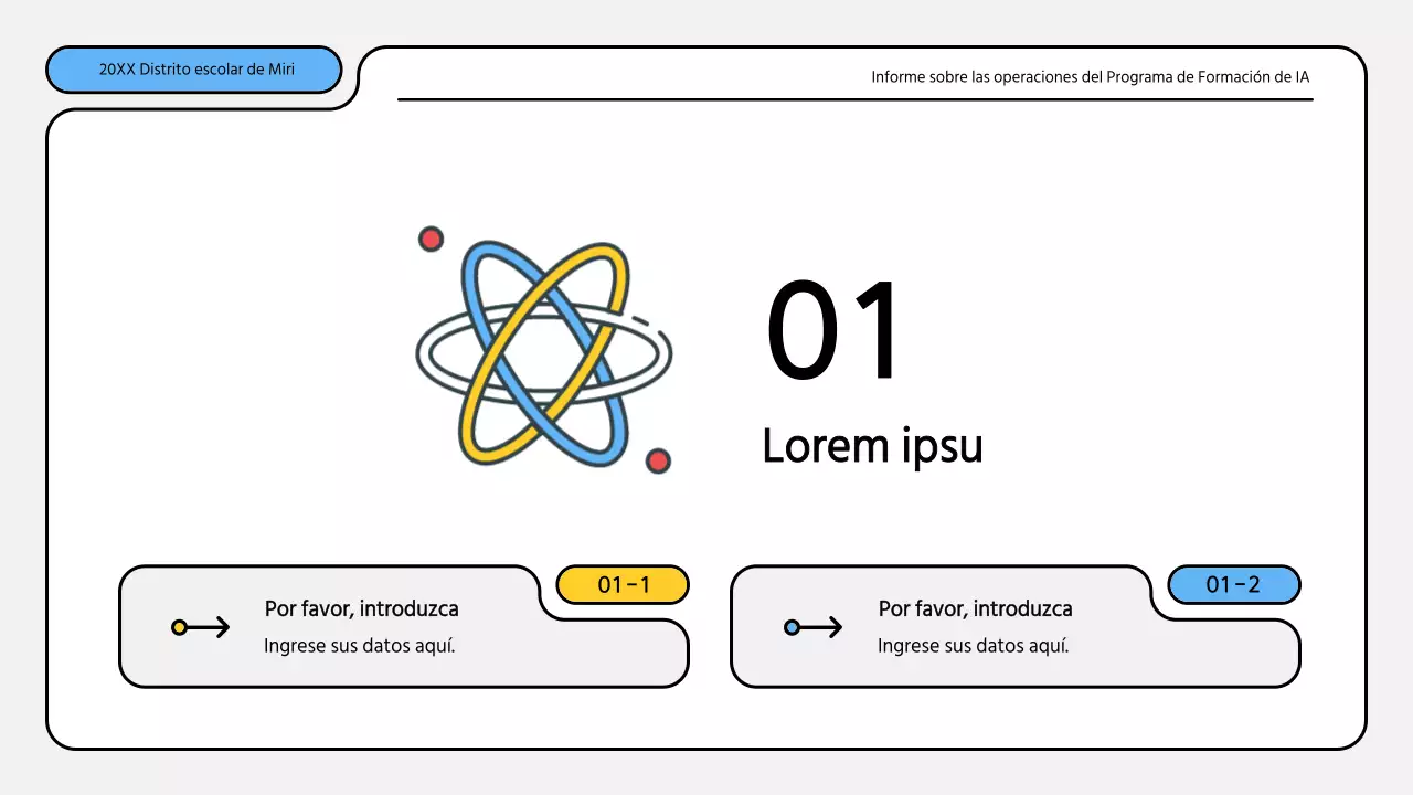 Kit de presentación de informes de formación en azul y amarillo