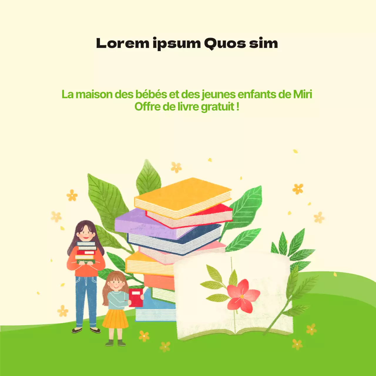 Livres gratuits pour bébés et jeunes enfants, en jaune et chartreuse, dans les bibliothèques publiques d'aide sociale