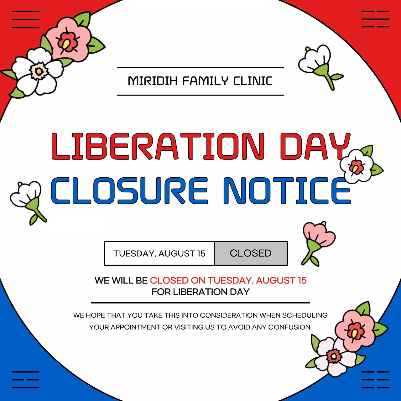 Red Simple Clinic Notice Social Media Post