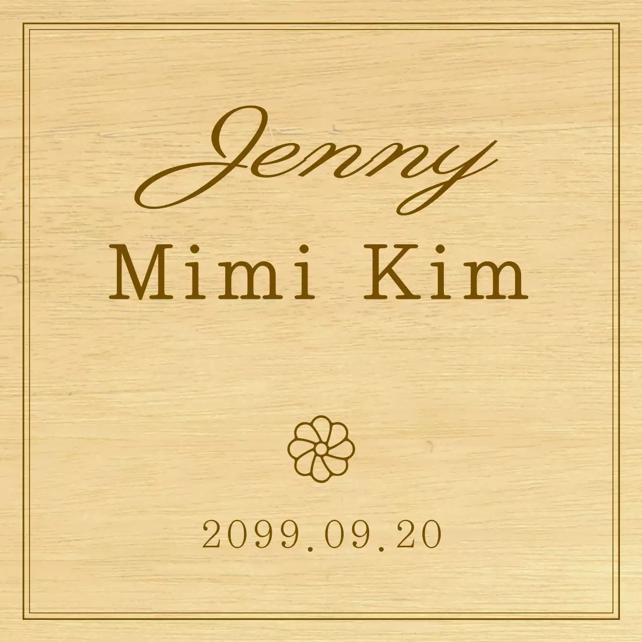 A simple wooden plaque souvenir with text and illustrations celebrating a baby's first birthday.