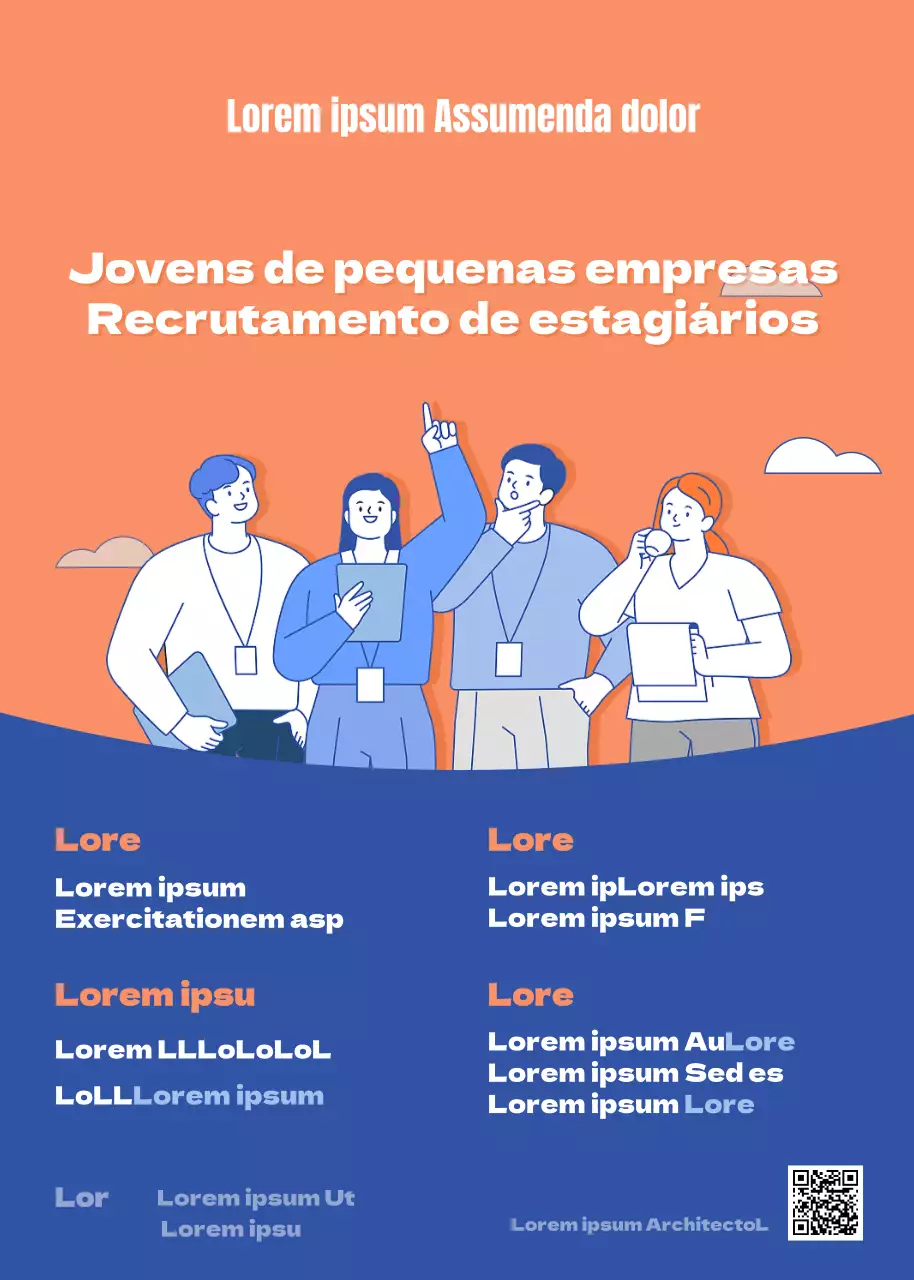 Recrutamento para promover um conceito de ilustração laranja e azul para jovens