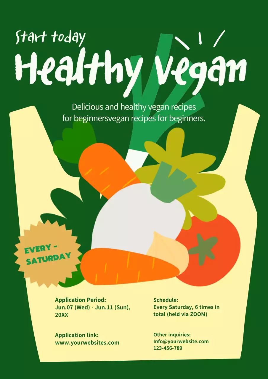 Green Minimal Vegan Course Announcement Poster