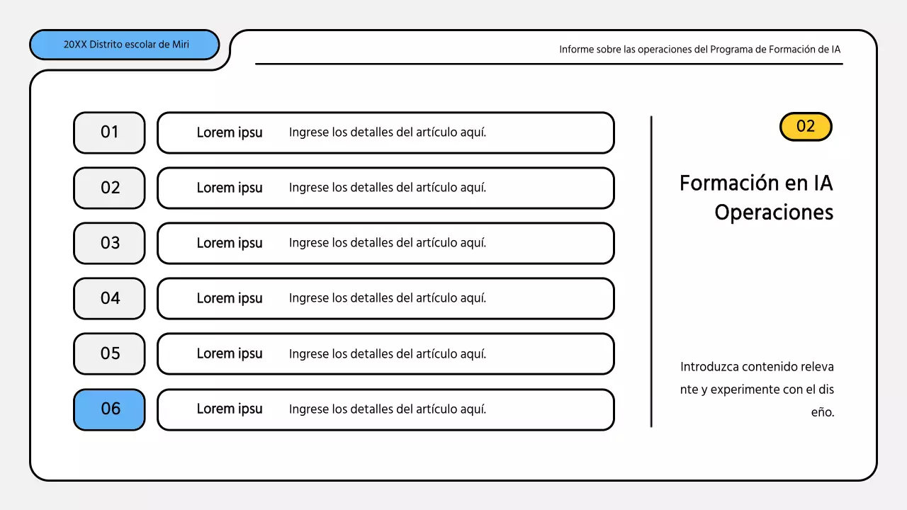 Kit de presentación de informes de formación en azul y amarillo