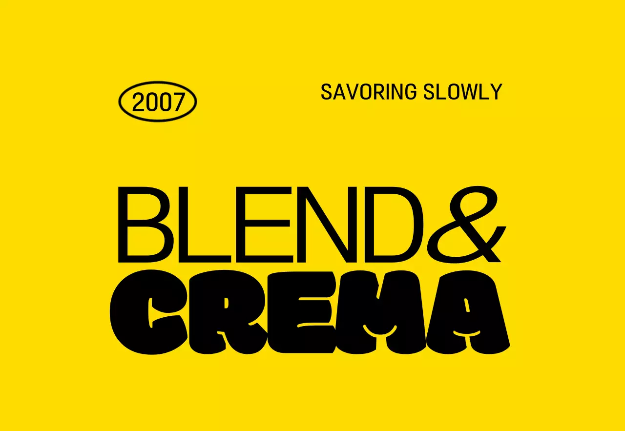 黄色と黒のコーヒーを飲んでいる落書き風の人物のイラストが描かれたヒップなコンセプトのカフェの宣伝用