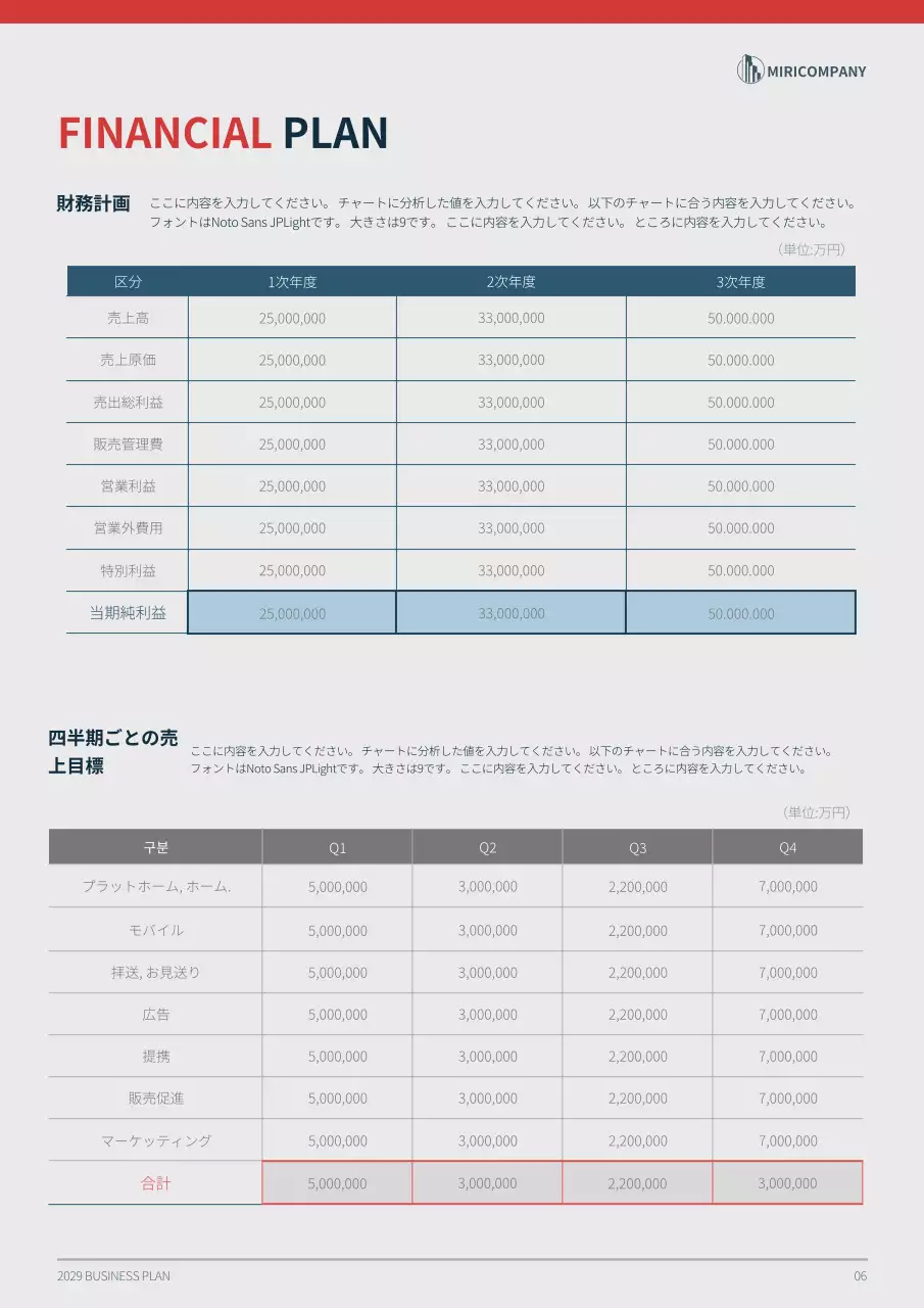 黒 モダン ビジネス 計画書 文書フォーム