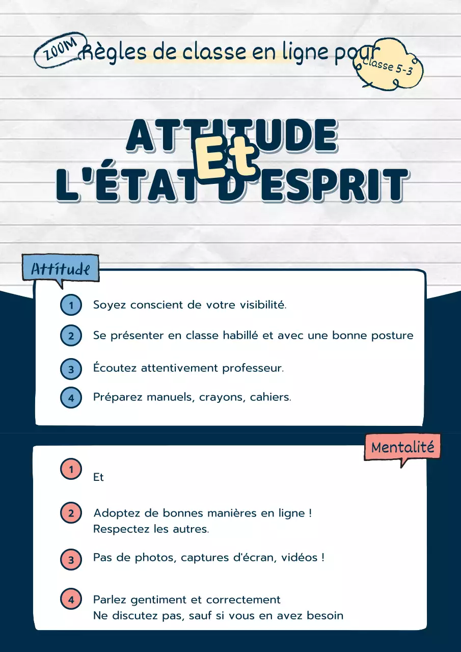 Cahier bleu marineÉcritureBulles de texte conceptuellesÉducationThème