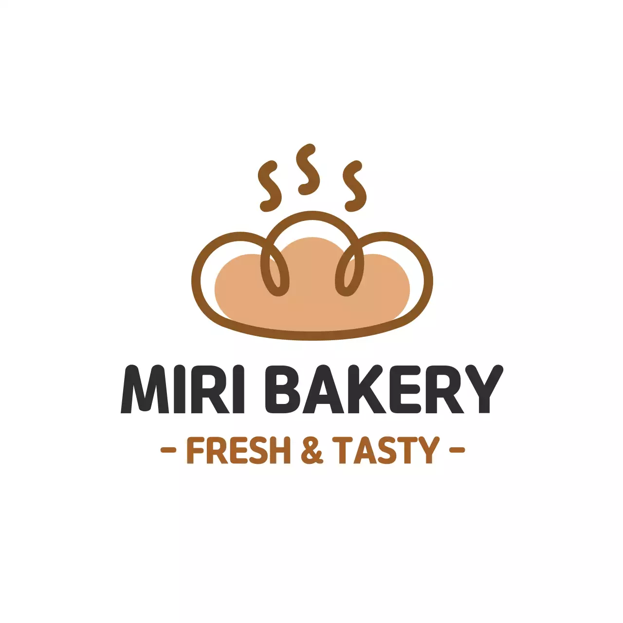 茶色のイラストのすっきりとした飲食店ベーカリーラベル