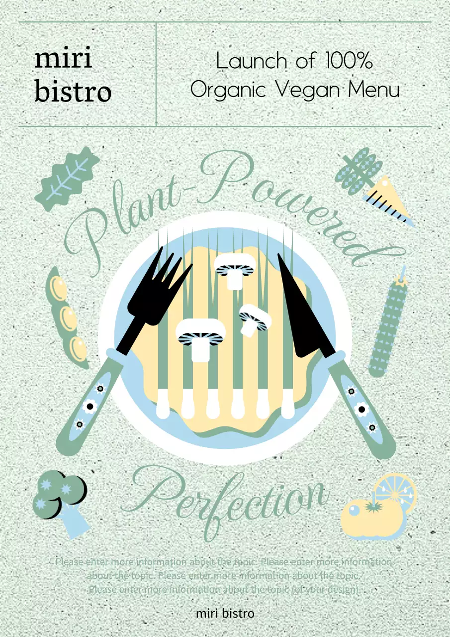 연두색의 빈티지한 신문 비건 메뉴 광고