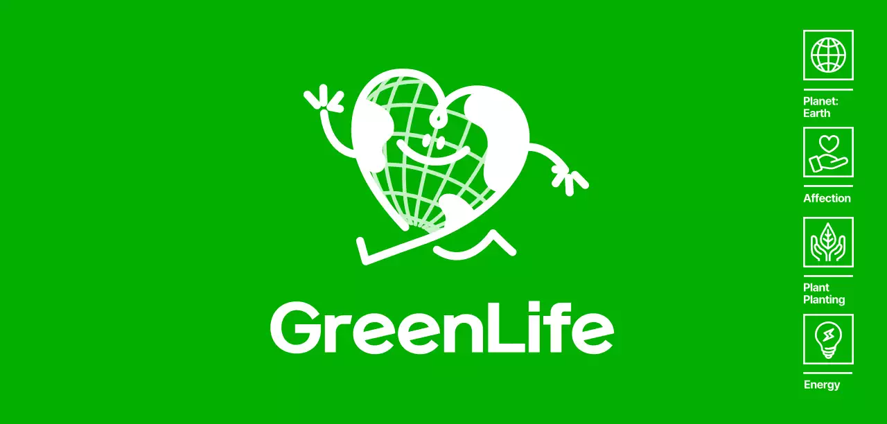 Promote an eco-friendly camp with a cute heart-shaped earth character in green.