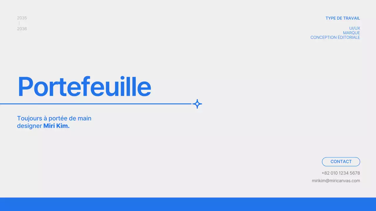 Portefeuille de design avec un concept simple en bleu et blanc