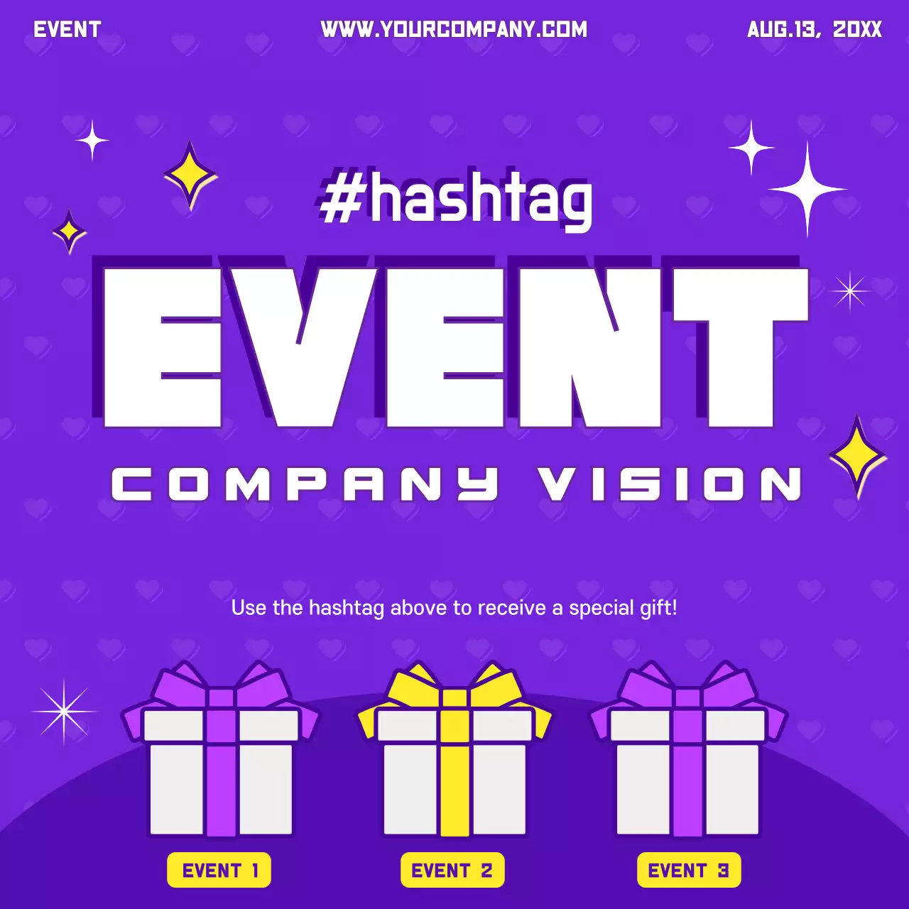 보라색의 키치한 이벤트 홍보