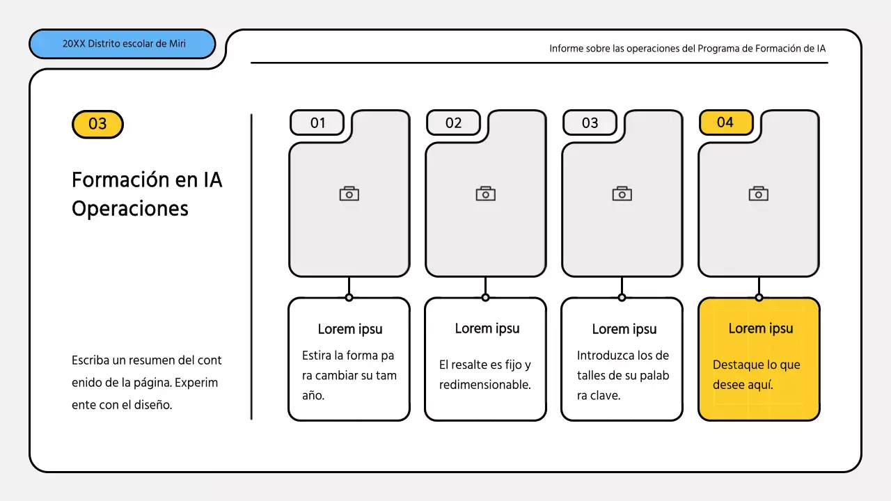 Kit de presentación de informes de formación en azul y amarillo
