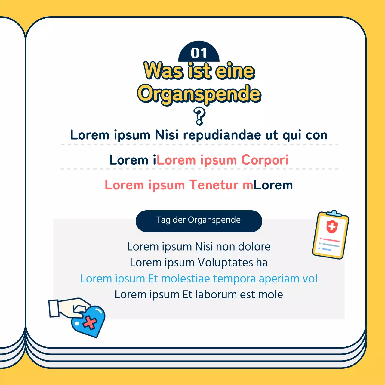 Gelbe und blaue Organspende Tag Karte Nachrichten Design