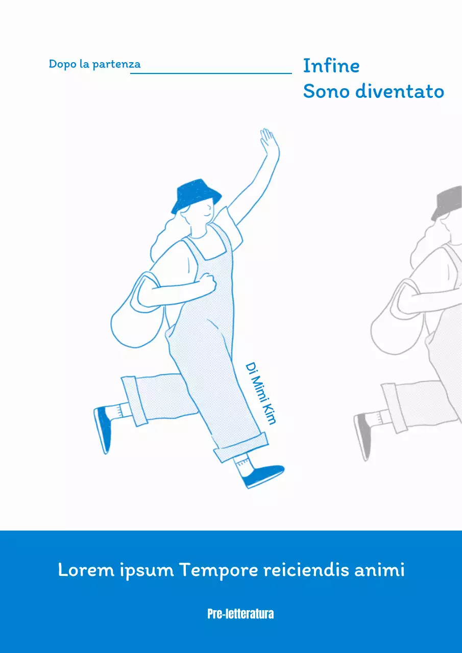 Tema blu cielo che cammina donna illustrazione concetto saggio