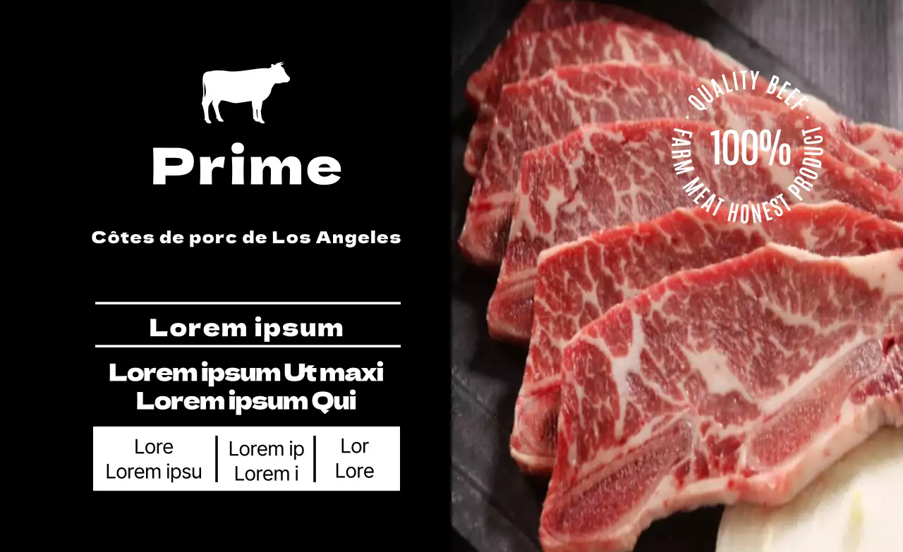 Etiquette alimentaire avec photo noire