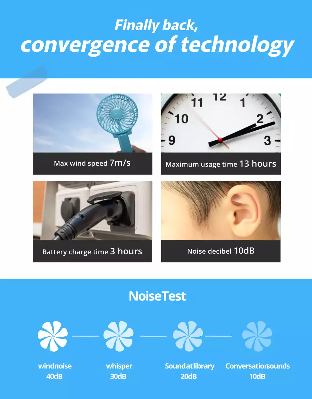 Blue Modern Handheld Fan Promotion Poster