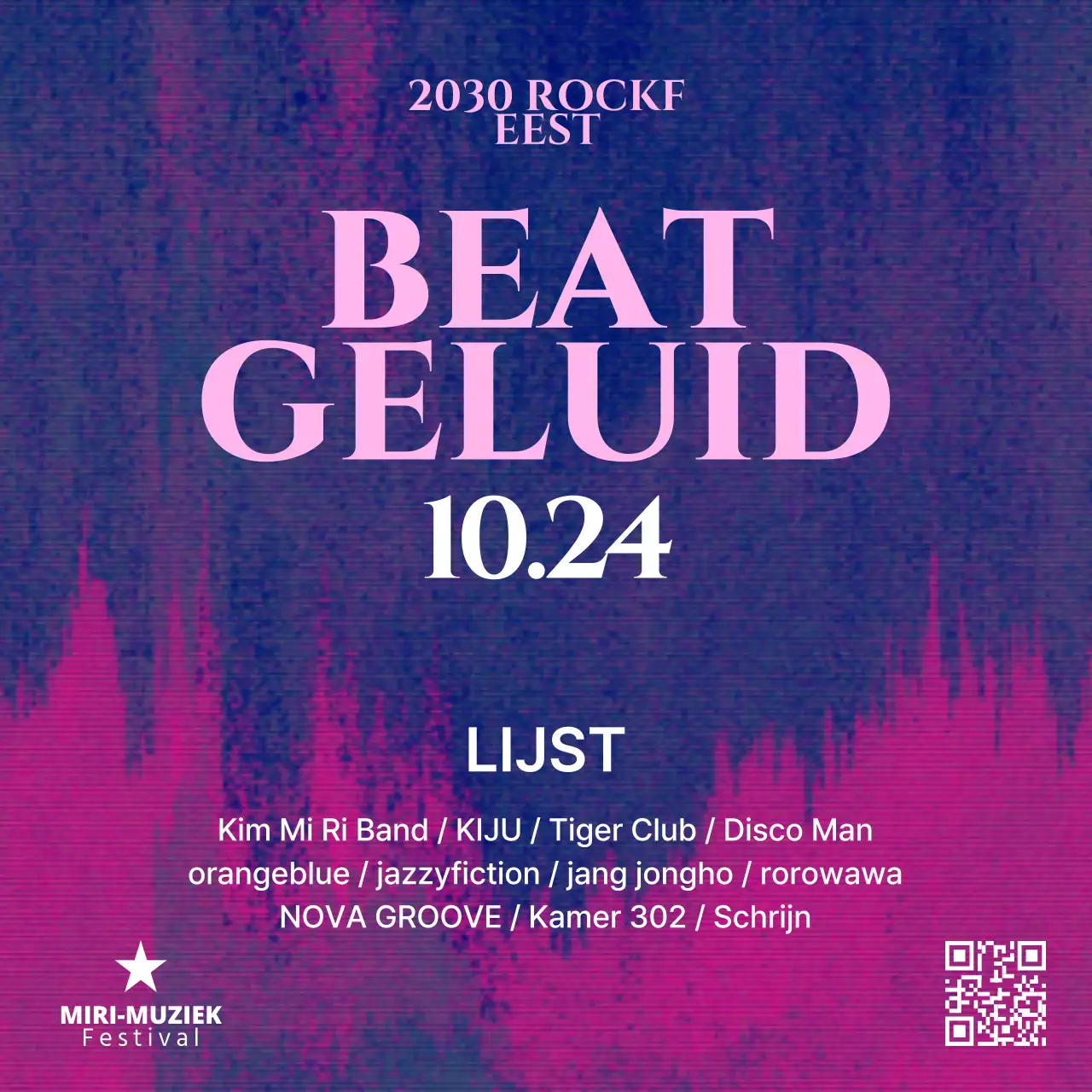 Promoot een geometrisch muziekfestival in paars en roze