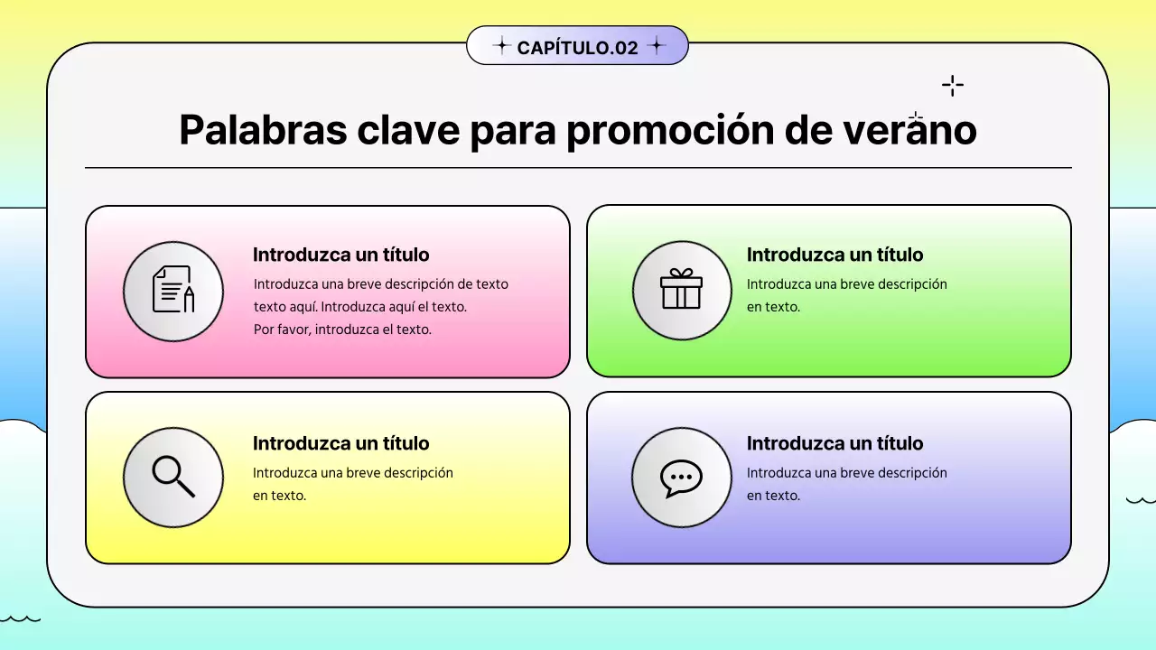 Promoción de verano con formas degradadas de vivos colores