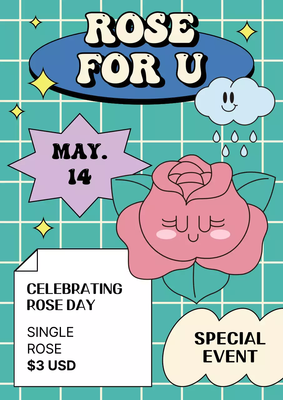 Green Retro Rose Event Poster