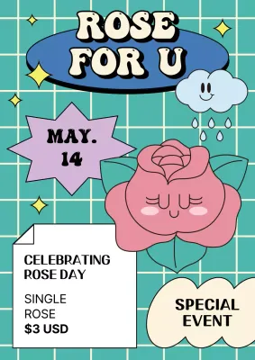 Green Retro Rose Event Poster