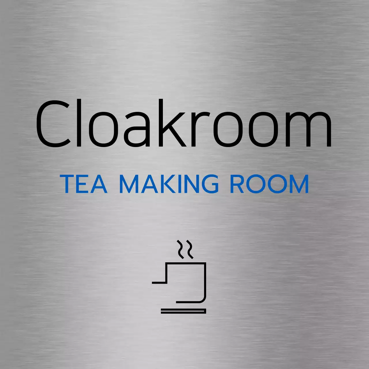 Company place names and floor directions with simple black and blue icons