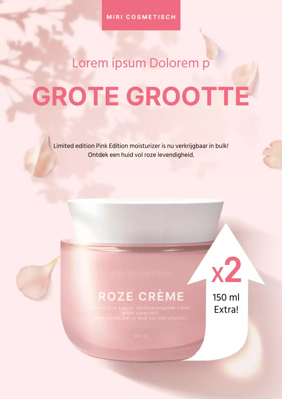 Promotieposter voor de lancering van cosmetica voor een chique schoonheidsmerk in roze
