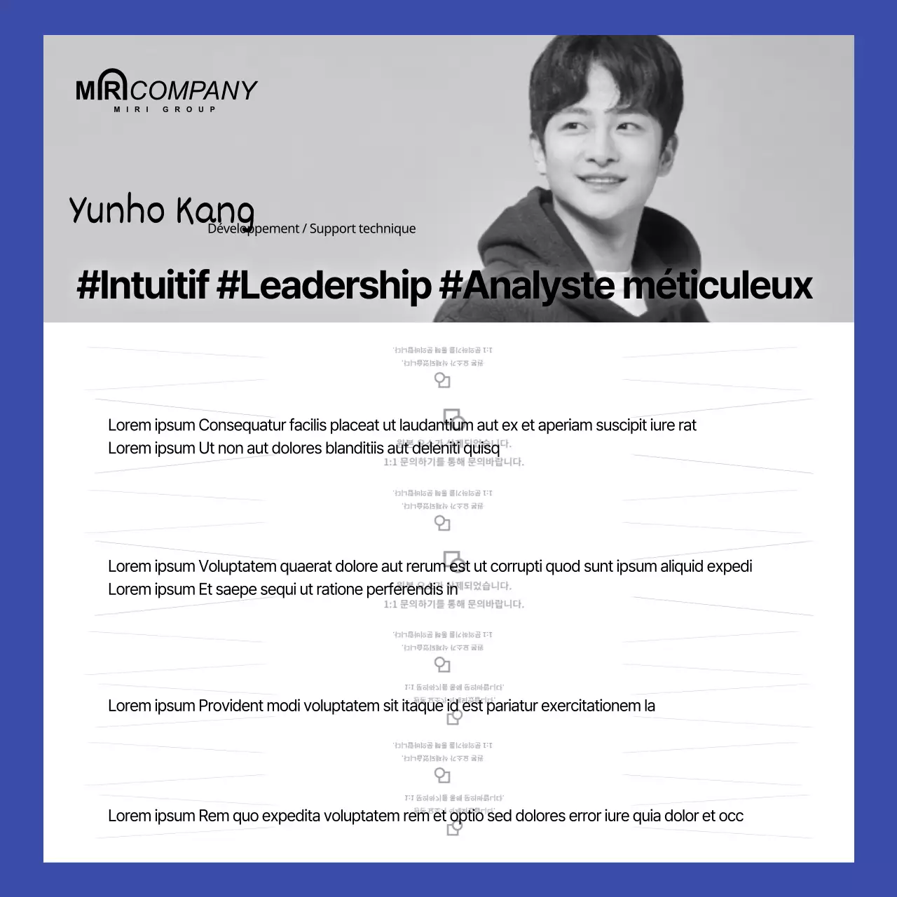 Bleu jaune concept carte de présentation d'un employé d'une entreprise nouvelles médias sociaux contenu