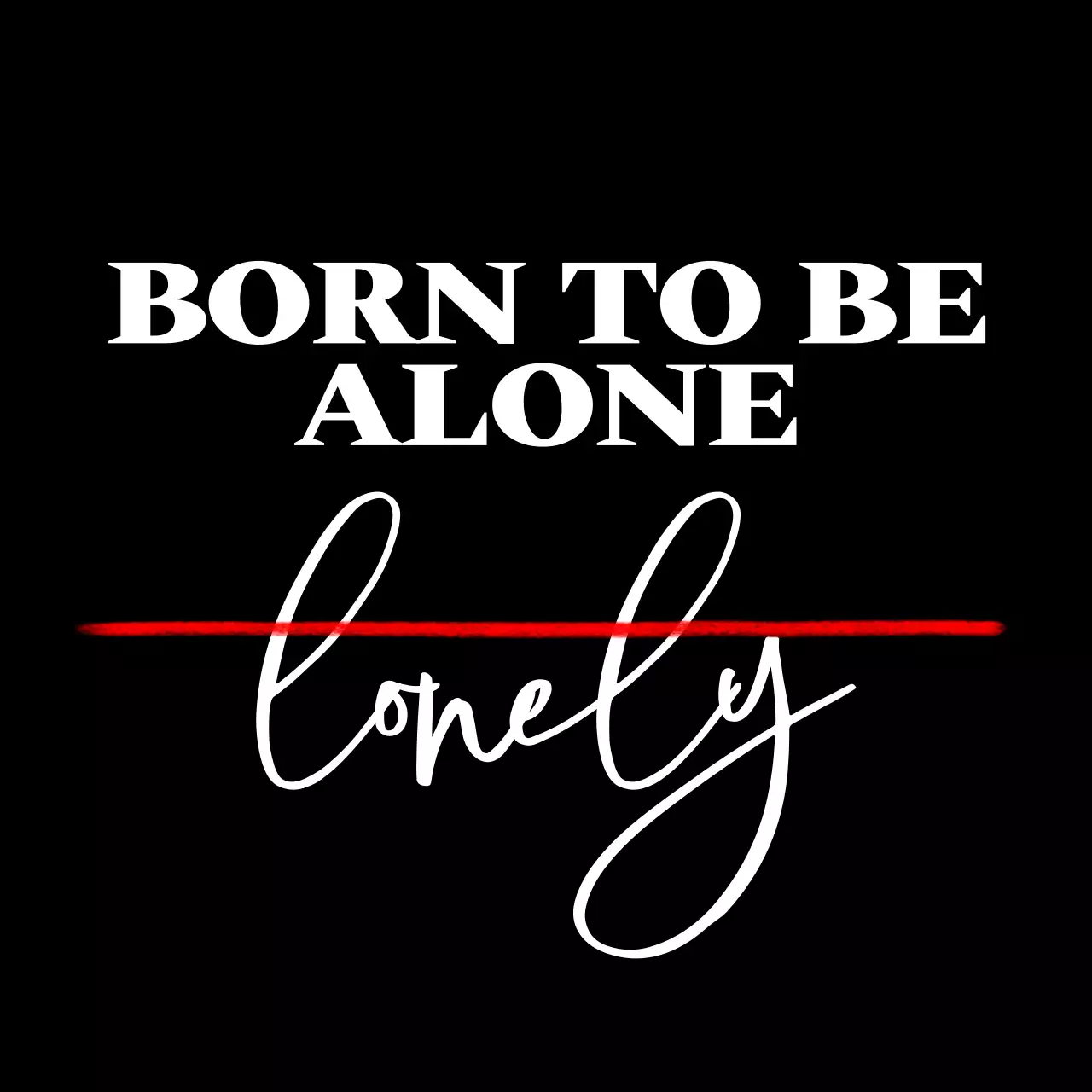 Merchandise dengan kalimat bahasa Inggris dalam desain sederhana berwarna hitam putih dan merah