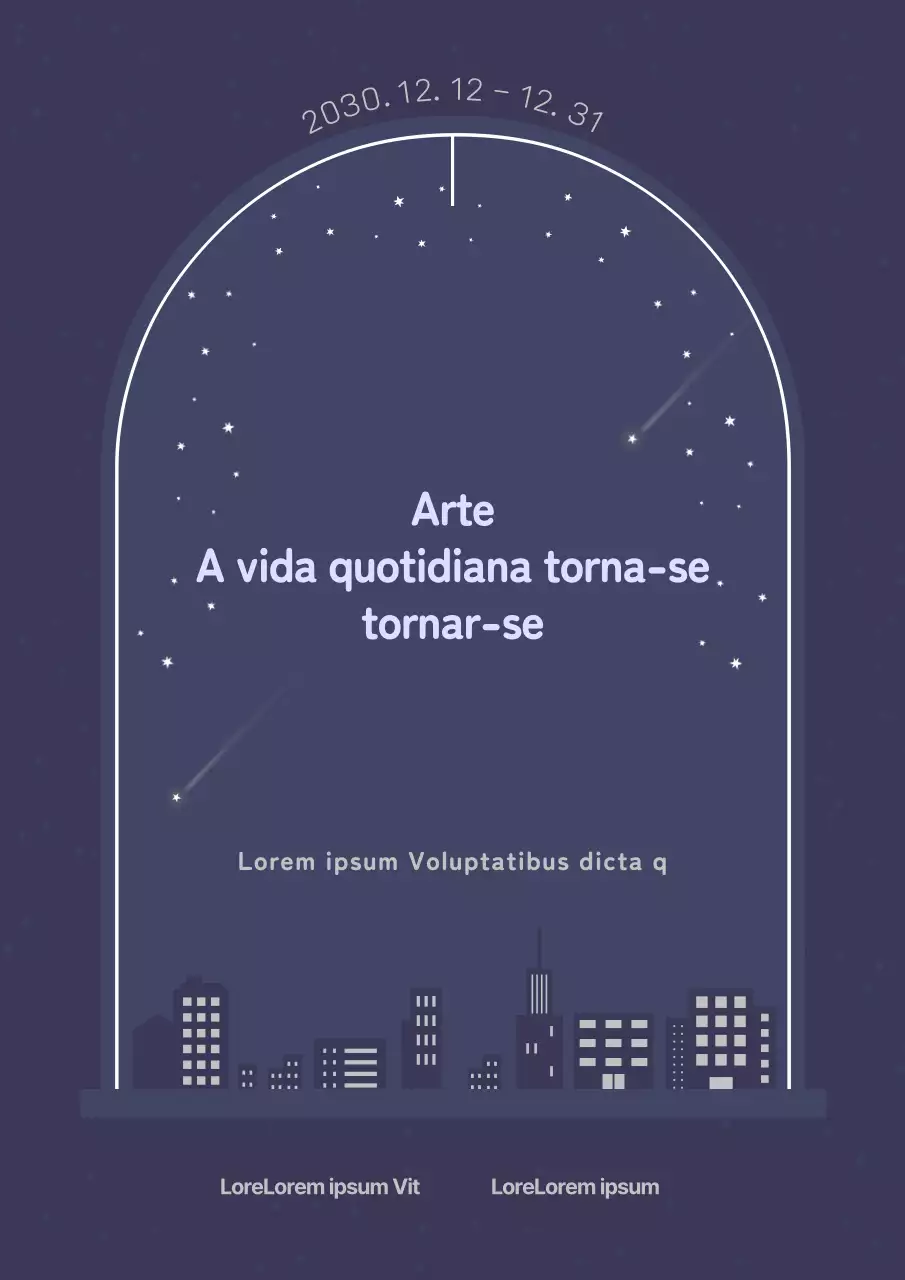 Cartaz informativo sobre o programa das férias de inverno em azul-marinho e azul-claro
