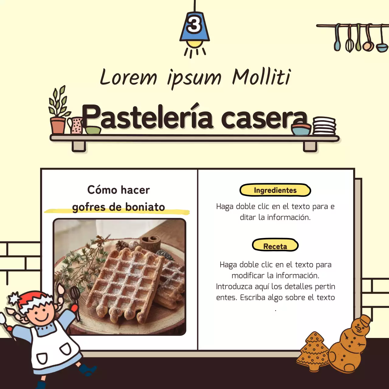 Vacaciones de invierno con simpáticas ilustraciones en beige