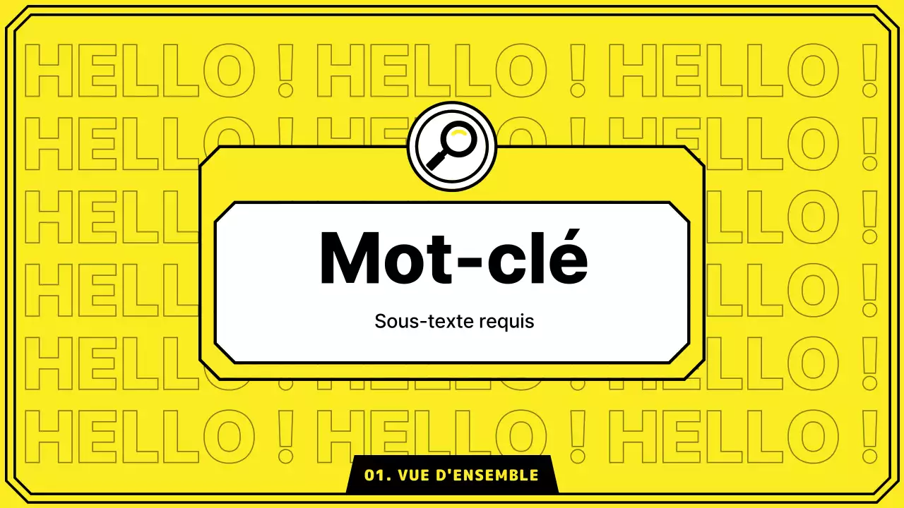 Mettez en évidence les mots-clés dans un style de ligne simple en jaune et menthe.