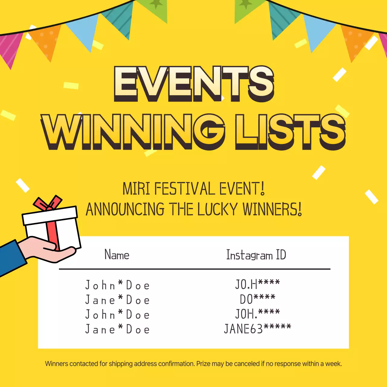 Yellow Bold Festival 공지 소셜 미디어 게시물