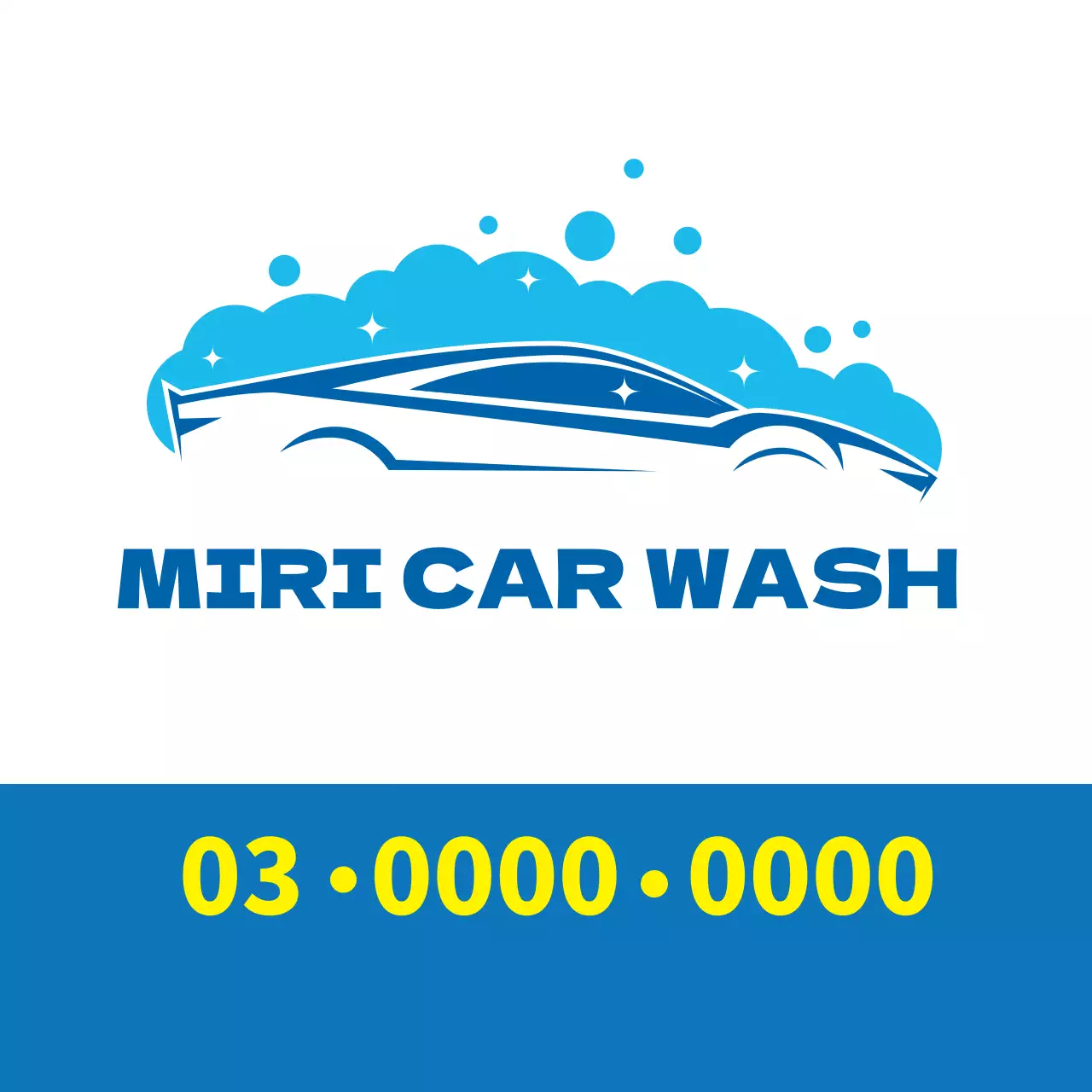 青色のイラストですっきりとしたカーセンターの洗車場のPR