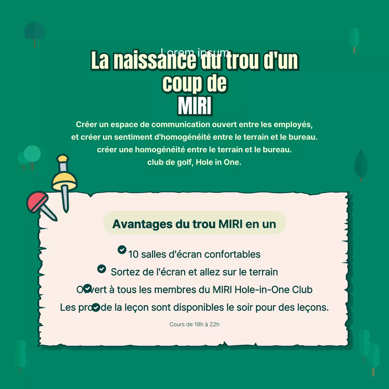 Club de golf d'une entreprise sur fond vert CardNews