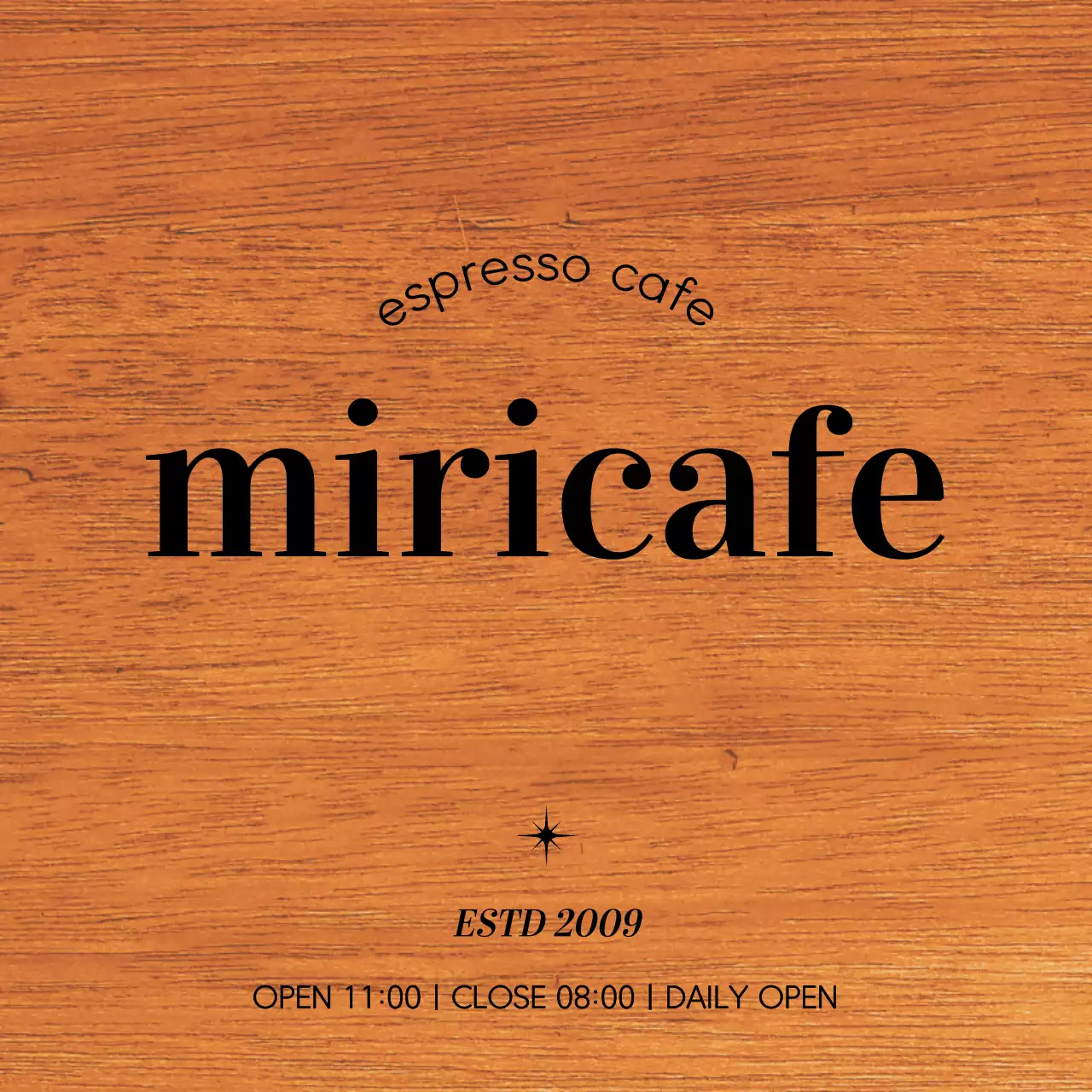 Simple cafe design with black text