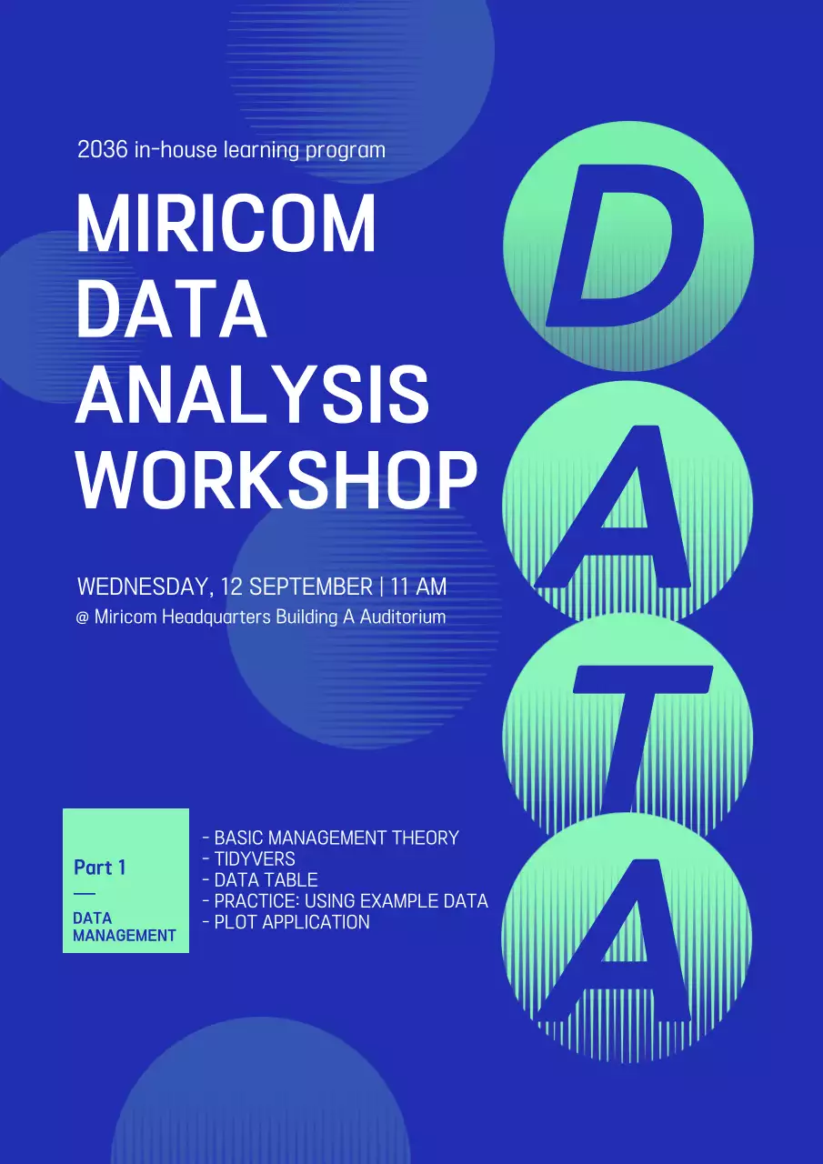 Blue Modern Data Workshop Announcement Poster