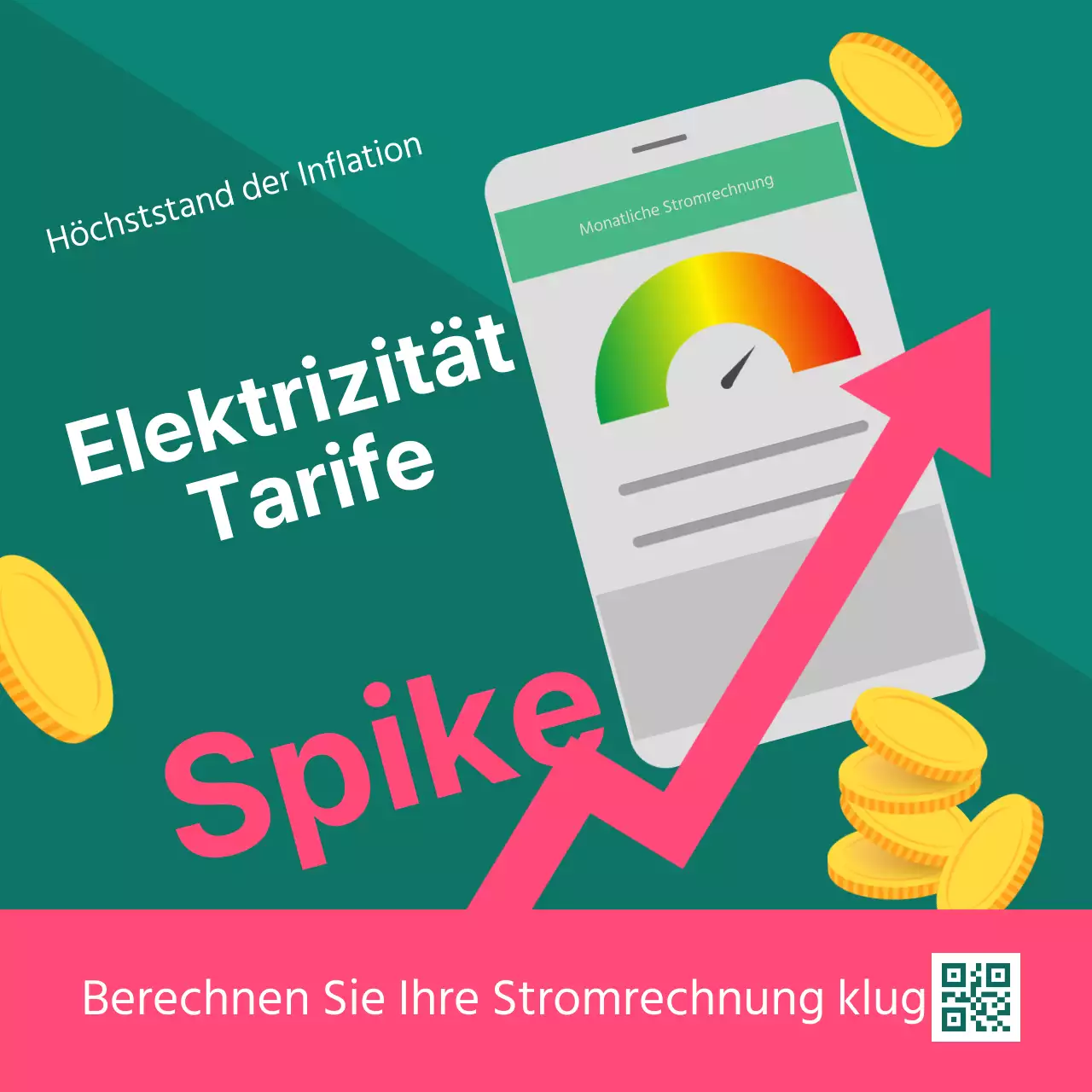 Eine einfache Stromrechnung in grün und rosa