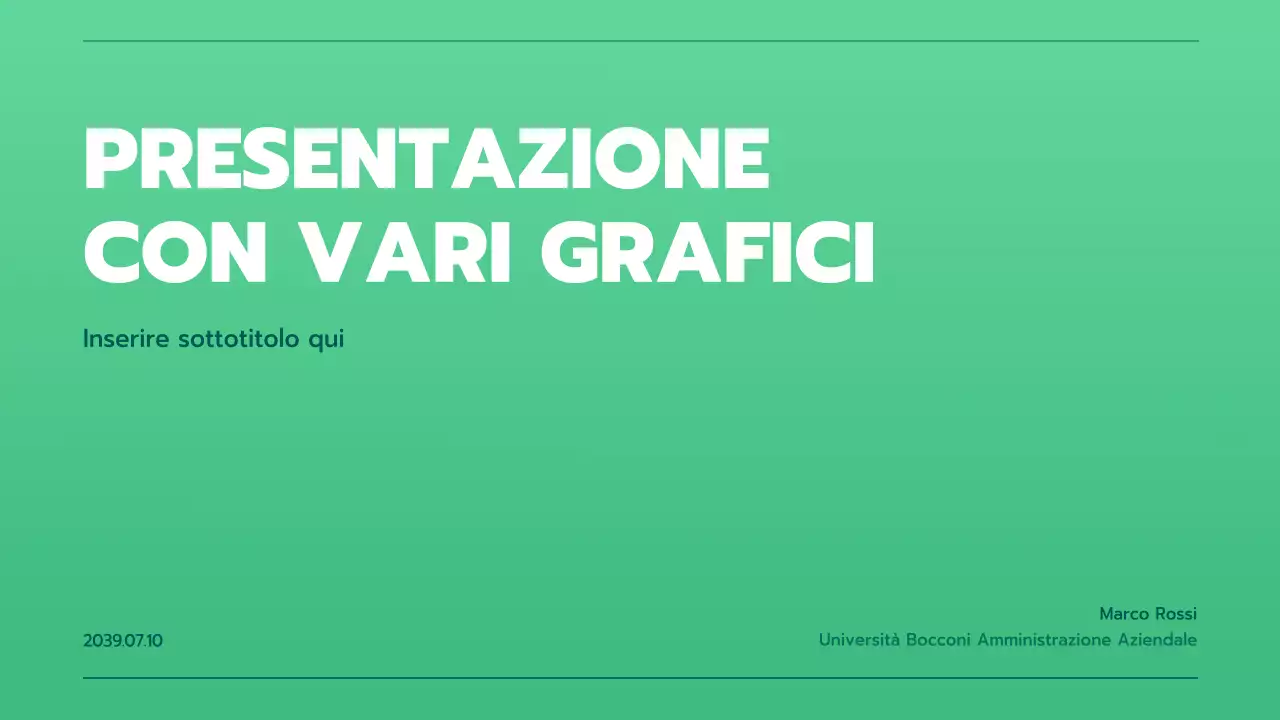 Presentazione con vari grafici in gradiente verde