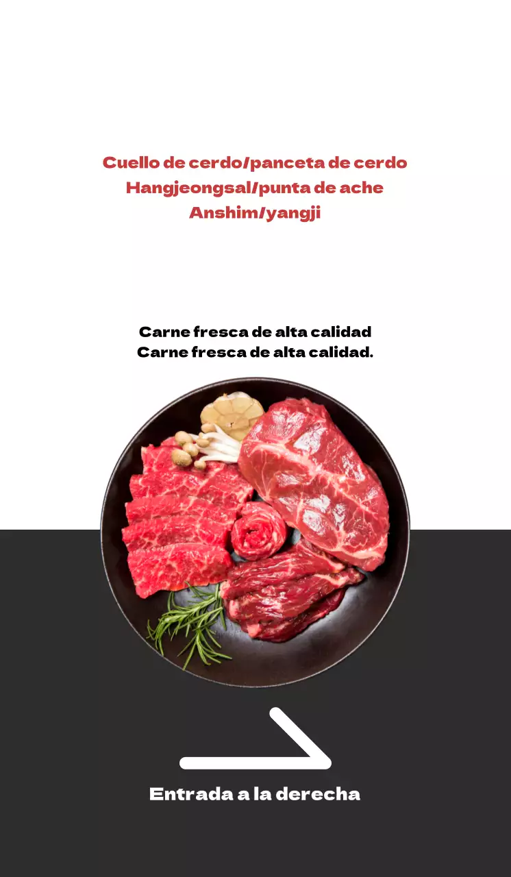 Promocione su carnicería con un aspecto limpio en blanco y gris