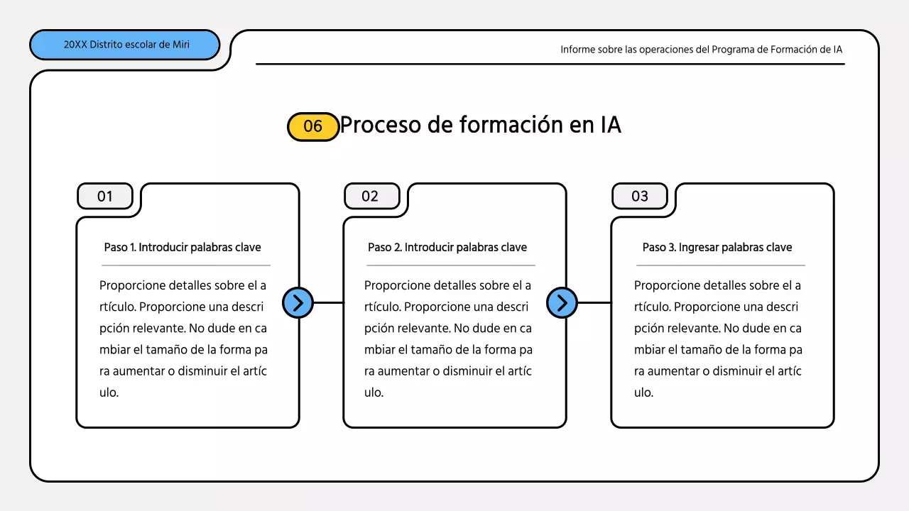 Kit de presentación de informes de formación en azul y amarillo