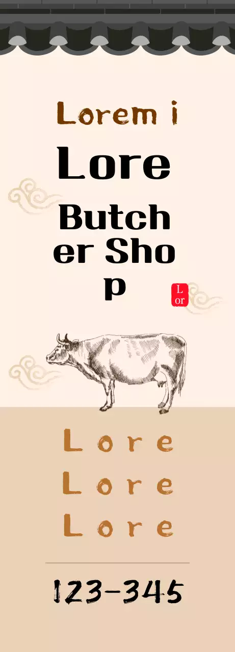 Traditional concept butcher shop in a beige tiled house